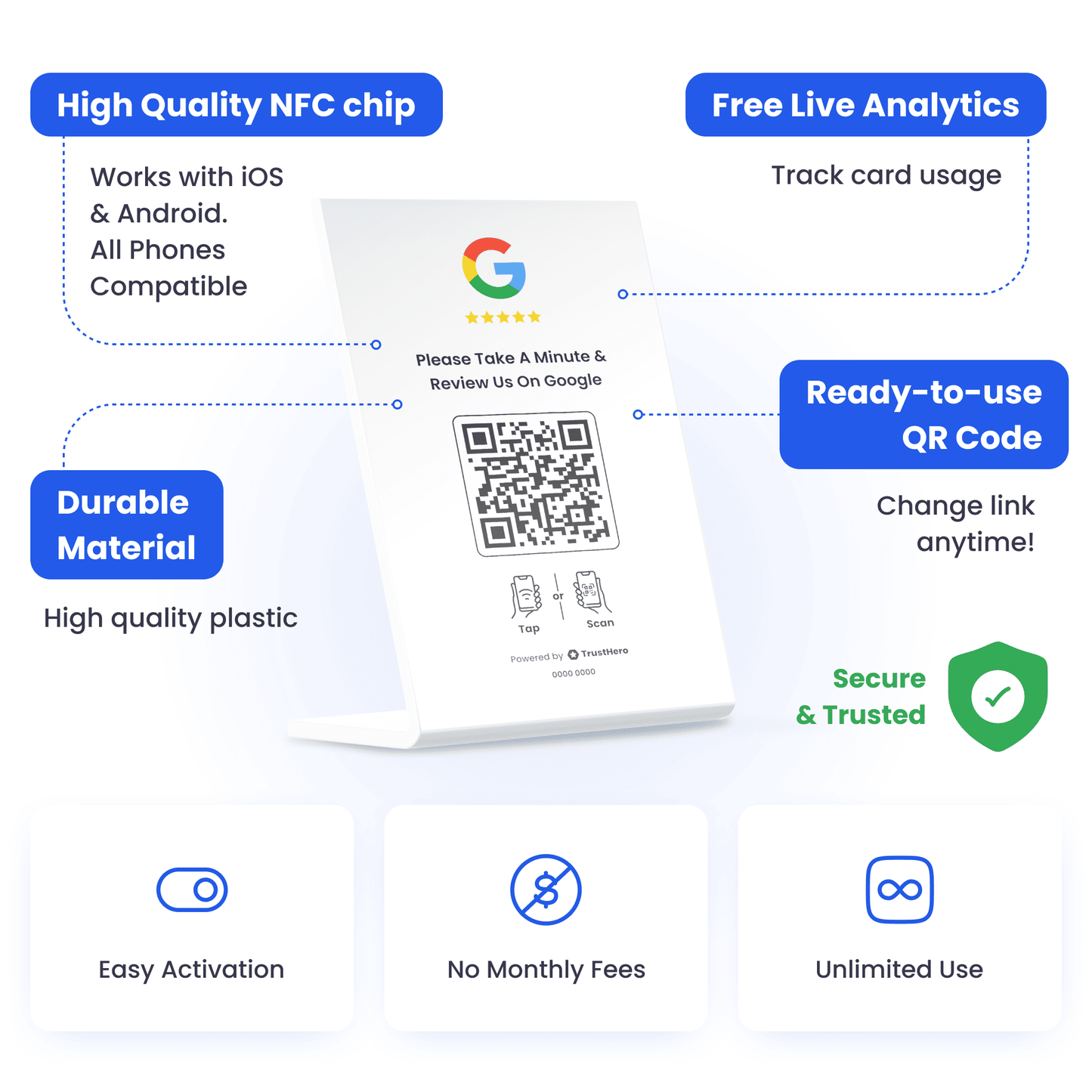 Google Reviews Stand - White